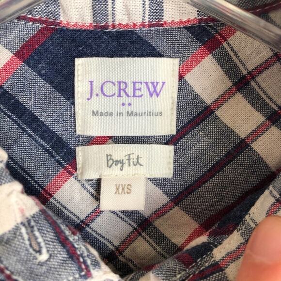 J. Crew Factory Plaid Popover Blouse XXS - Picture 5 of 9